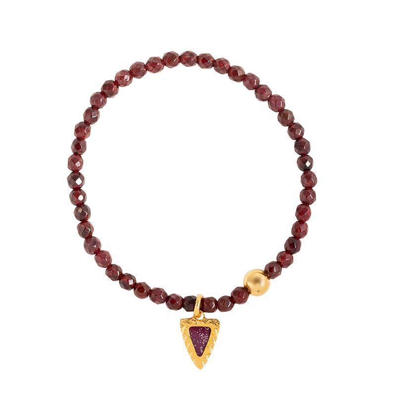 Bracelet perles à facettes Grenat motif triangle bordeaux en laiton doré - Lovely Day Bijoux
