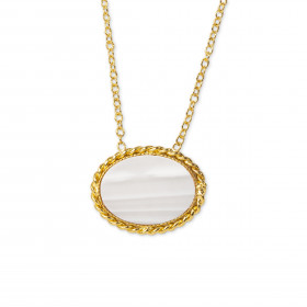 Collier chaîne et pendentif ovale - Doré or fin 24K - Léonie & France