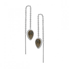 Boucles d’oreilles chaîne Oeil de pierre Argent