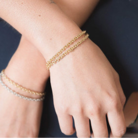 Lot de 2 bracelets femme Argent, Chaine soleil, Chaine perlée, Bracelets  fins, Cadeau pour femme tendance